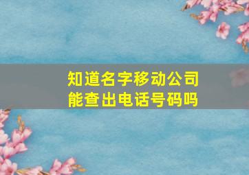 知道名字移动公司能查出电话号码吗