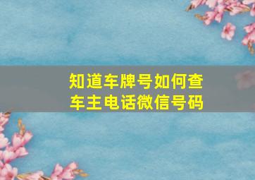 知道车牌号如何查车主电话微信号码