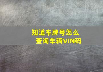 知道车牌号怎么查询车辆VIN码