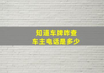 知道车牌咋查车主电话是多少