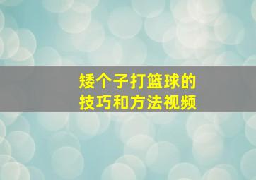 矮个子打篮球的技巧和方法视频