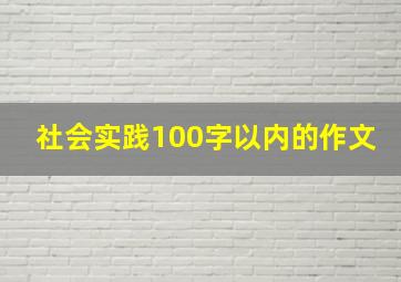 社会实践100字以内的作文