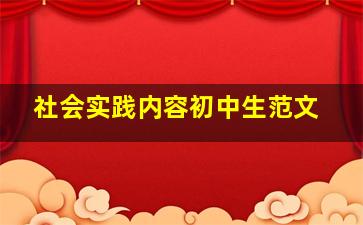 社会实践内容初中生范文