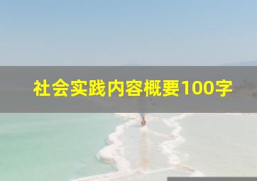 社会实践内容概要100字