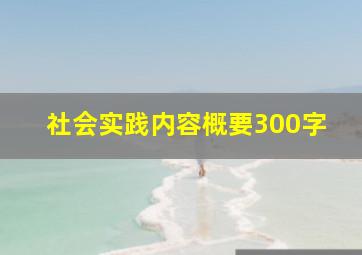 社会实践内容概要300字