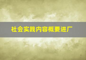 社会实践内容概要进厂