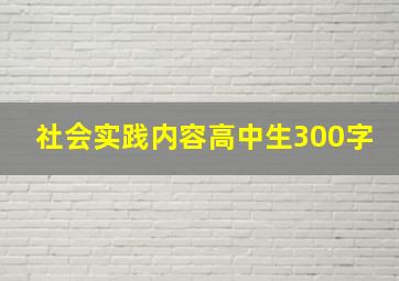 社会实践内容高中生300字