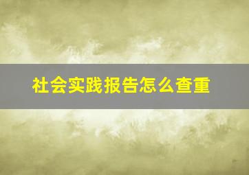 社会实践报告怎么查重