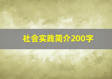 社会实践简介200字