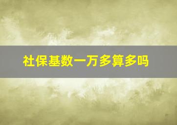 社保基数一万多算多吗