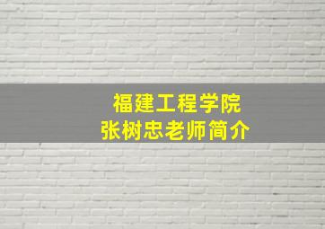 福建工程学院张树忠老师简介