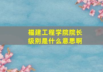 福建工程学院院长级别是什么意思啊