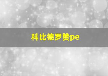 科比德罗赞pe