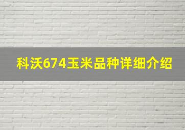 科沃674玉米品种详细介绍