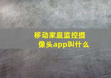 移动家庭监控摄像头app叫什么