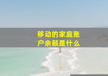 移动的家庭账户余额是什么