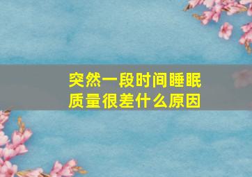 突然一段时间睡眠质量很差什么原因