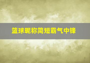 篮球昵称简短霸气中锋