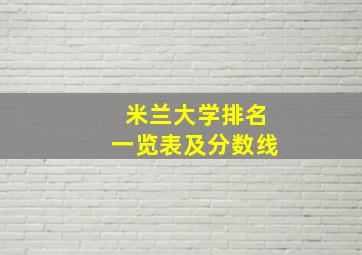 米兰大学排名一览表及分数线