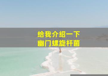 给我介绍一下幽门螺旋杆菌