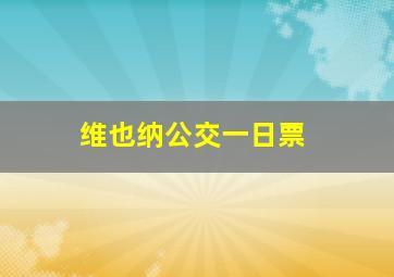 维也纳公交一日票