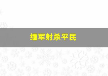 缅军射杀平民