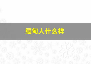 缅甸人什么样