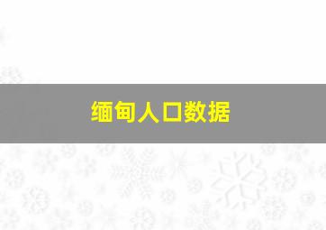 缅甸人口数据