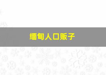 缅甸人口贩子