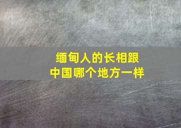 缅甸人的长相跟中国哪个地方一样