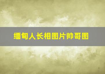 缅甸人长相图片帅哥图