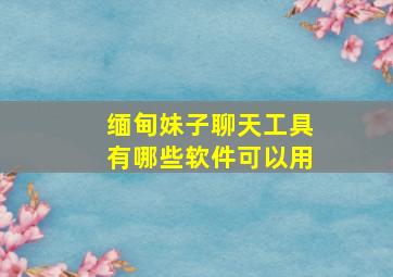 缅甸妹子聊天工具有哪些软件可以用