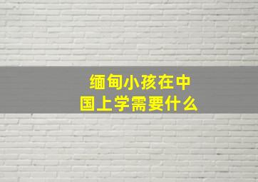 缅甸小孩在中国上学需要什么