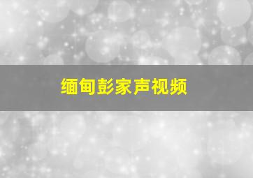 缅甸彭家声视频