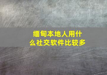 缅甸本地人用什么社交软件比较多