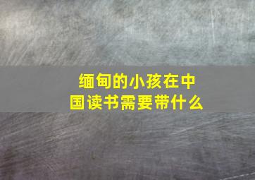 缅甸的小孩在中国读书需要带什么