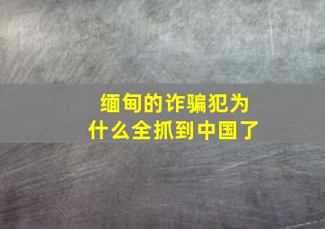 缅甸的诈骗犯为什么全抓到中国了