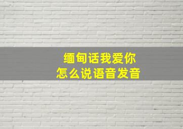 缅甸话我爱你怎么说语音发音