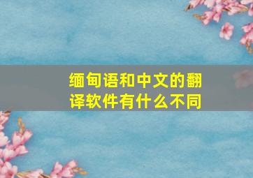 缅甸语和中文的翻译软件有什么不同