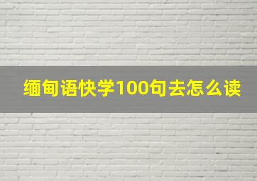 缅甸语快学100句去怎么读