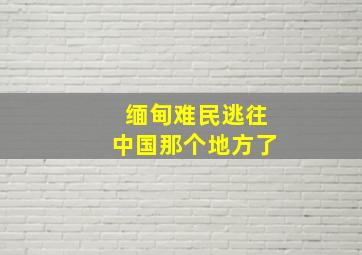 缅甸难民逃往中国那个地方了