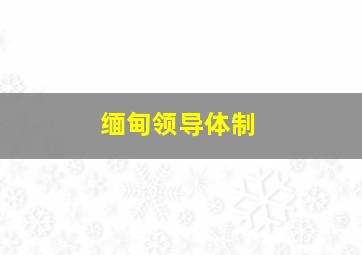 缅甸领导体制