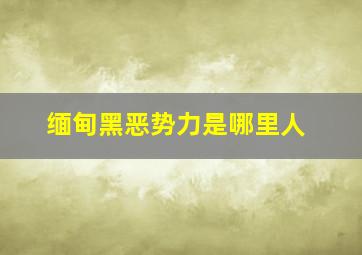 缅甸黑恶势力是哪里人