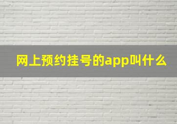 网上预约挂号的app叫什么