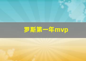 罗斯第一年mvp