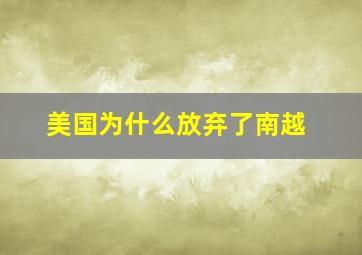 美国为什么放弃了南越