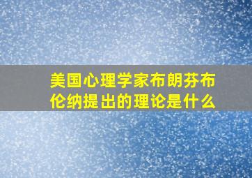 美国心理学家布朗芬布伦纳提出的理论是什么