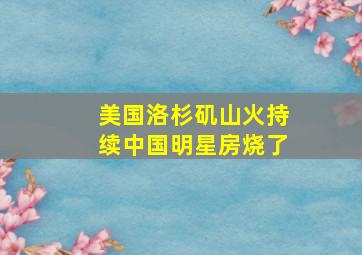 美国洛杉矶山火持续中国明星房烧了