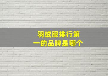 羽绒服排行第一的品牌是哪个