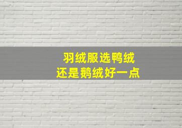 羽绒服选鸭绒还是鹅绒好一点